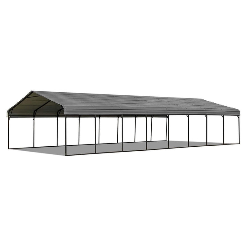 [20x40FT] Extra Large Heavy Duty Four Car Outdoor Metal Carport Canopy For Trucks, Boats And SUVs (SAK29713) SAKSBY - Front Left View