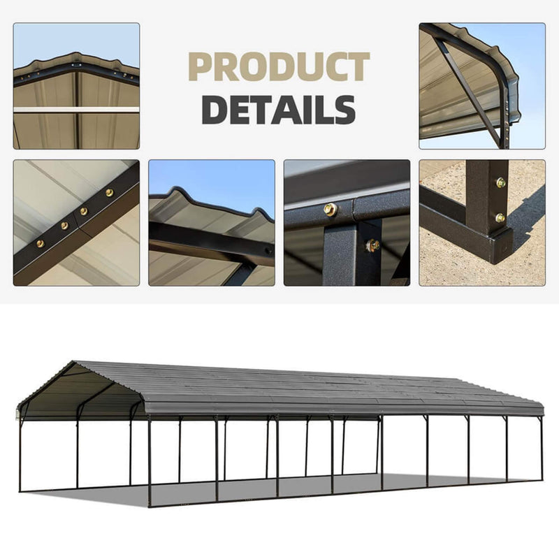 [20x40FT] Extra Large Heavy Duty Four Car Outdoor Metal Carport Canopy For Trucks, Boats And SUVs (SAK29713) SAKSBY - Product Details View