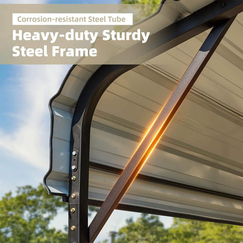 [20x40FT] Extra Large Heavy Duty Four Car Outdoor Metal Carport Canopy For Trucks, Boats And SUVs (SAK29713) SAKSBY - Steel Frame View