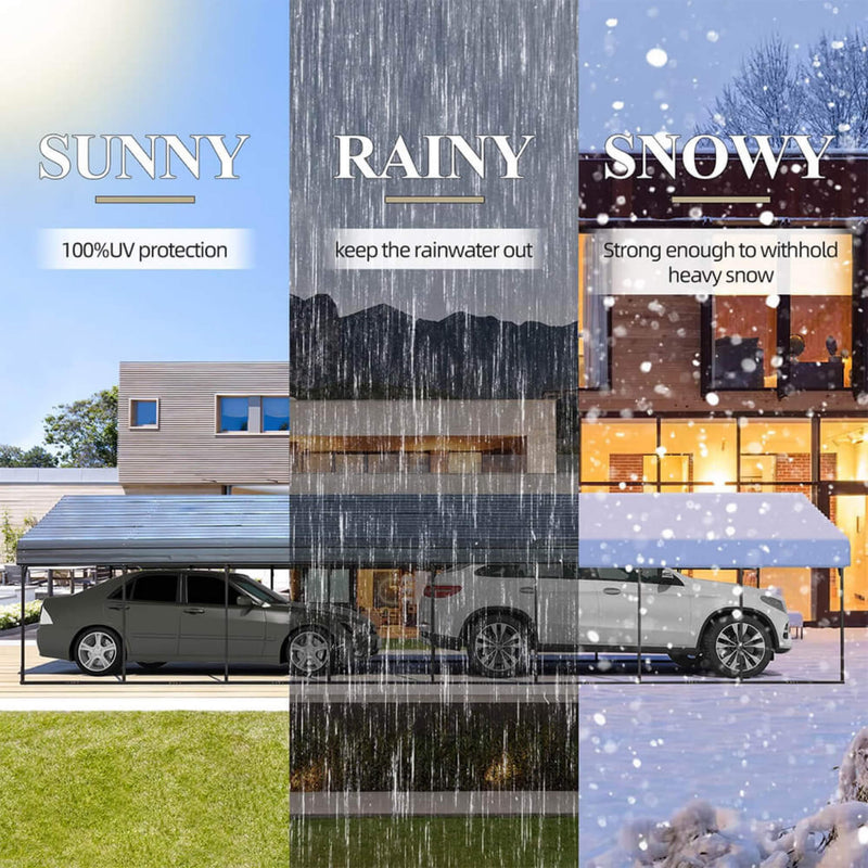 [20x40FT] Extra Large Heavy Duty Four Car Outdoor Metal Carport Canopy For Trucks, Boats And SUVs (SAK29713) SAKSBY - Weather Compatibility View
