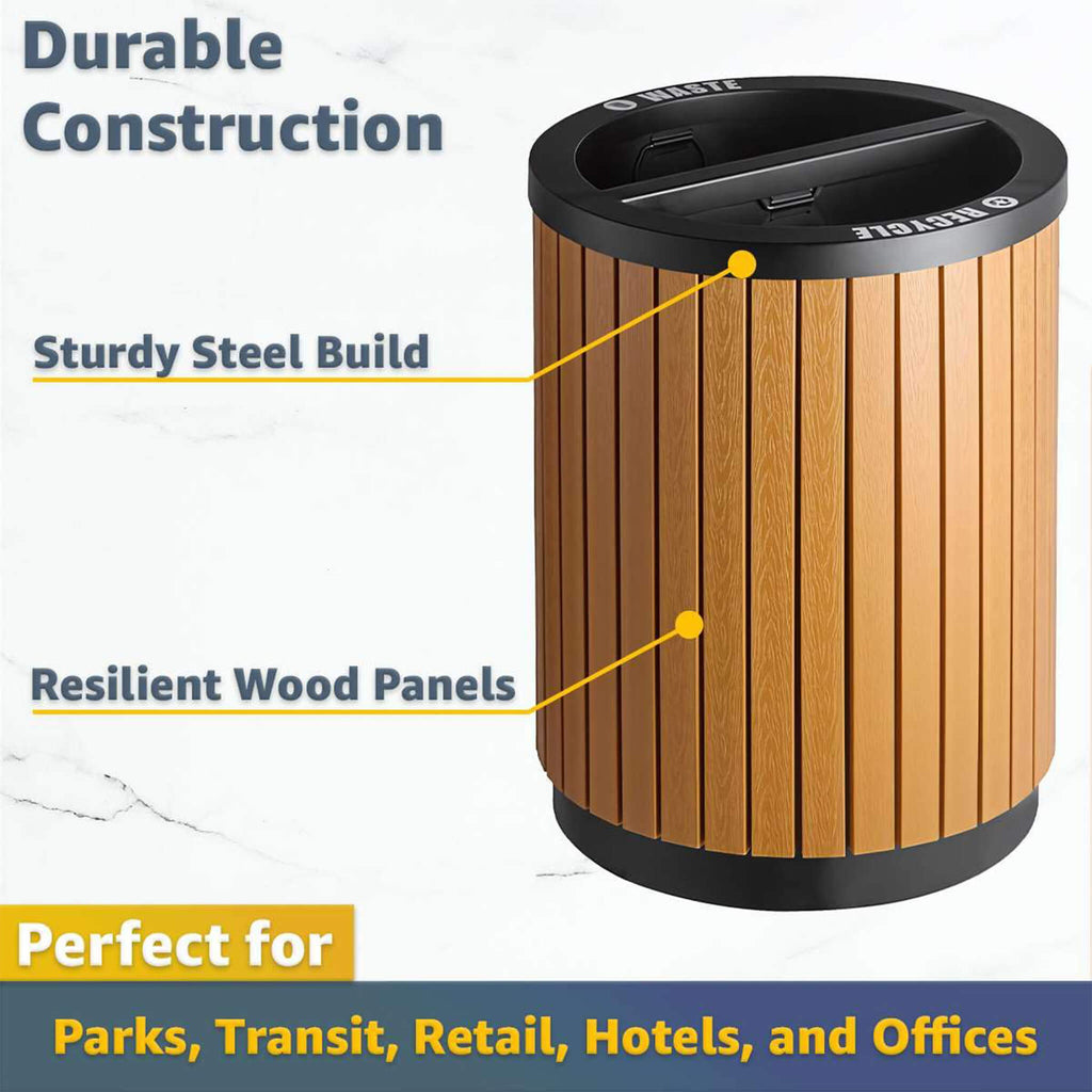 22-Gallon Commercial Outdoor Round Two-Stream Trash Can (SAK59821) - Saksby Wholesale - Durable Construction