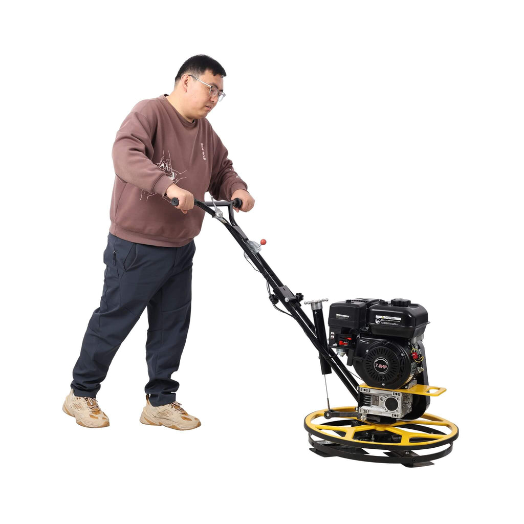 22-Inch 7HP Gas-Powered Walk Behind Concrete Surface Finisher (SAK61802) - Saksby Wholesale - Man in Action