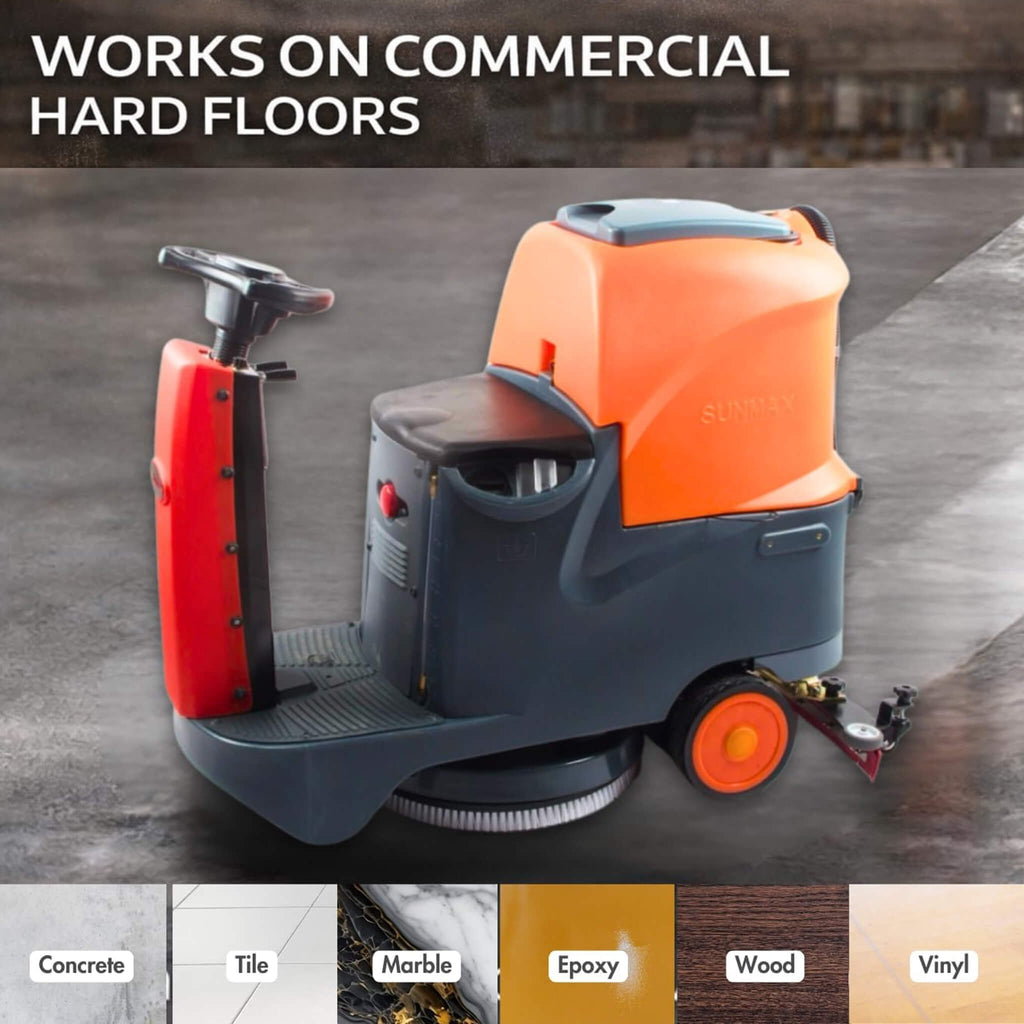 22-Inch Heavy-Duty Electric Industrial Ride-On Floor Scrubber With Dual Tanks (SAK40597) - Saksby Wholesale - Different Flooring