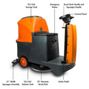 22-Inch Heavy-Duty Electric Industrial Ride-On Floor Scrubber With Dual Tanks (SAK40597) - Saksby Wholesale - Features
