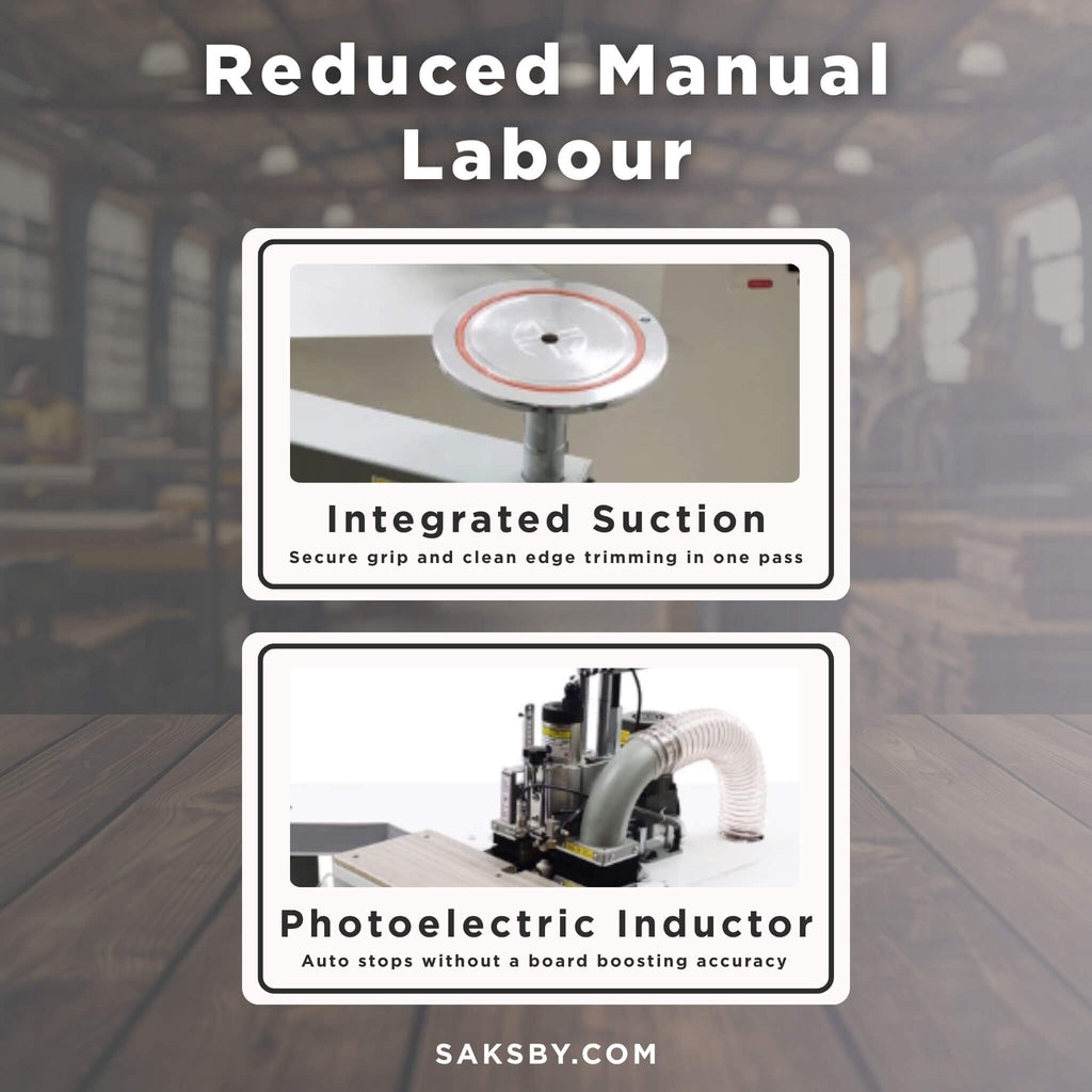 220V Curved Edge Trimming Machine With Foldable Arm (SAK60739) - Saksby Wholesale - Benefits View