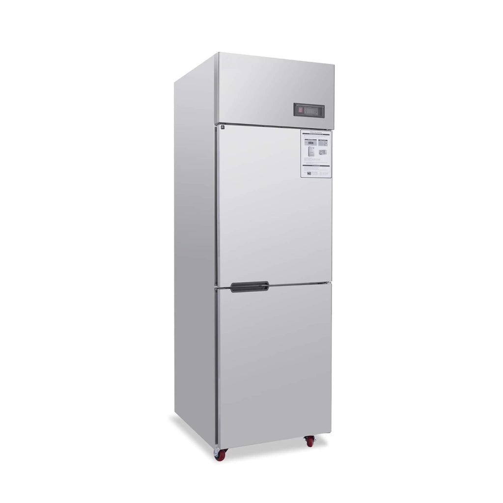 24-Inch Commercial 15 Cu.Ft Stainless Steel Reach-In Refrigerator With Two Split Doors (SAK67230) - Saksby Wholesale - Front Right View