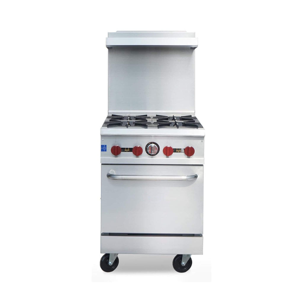 24-Inch Commercial 151K BTU 4-Burner Stainless Steel Freestanding Gas Range (SAK70931) - Saksby Wholesale - Front View
