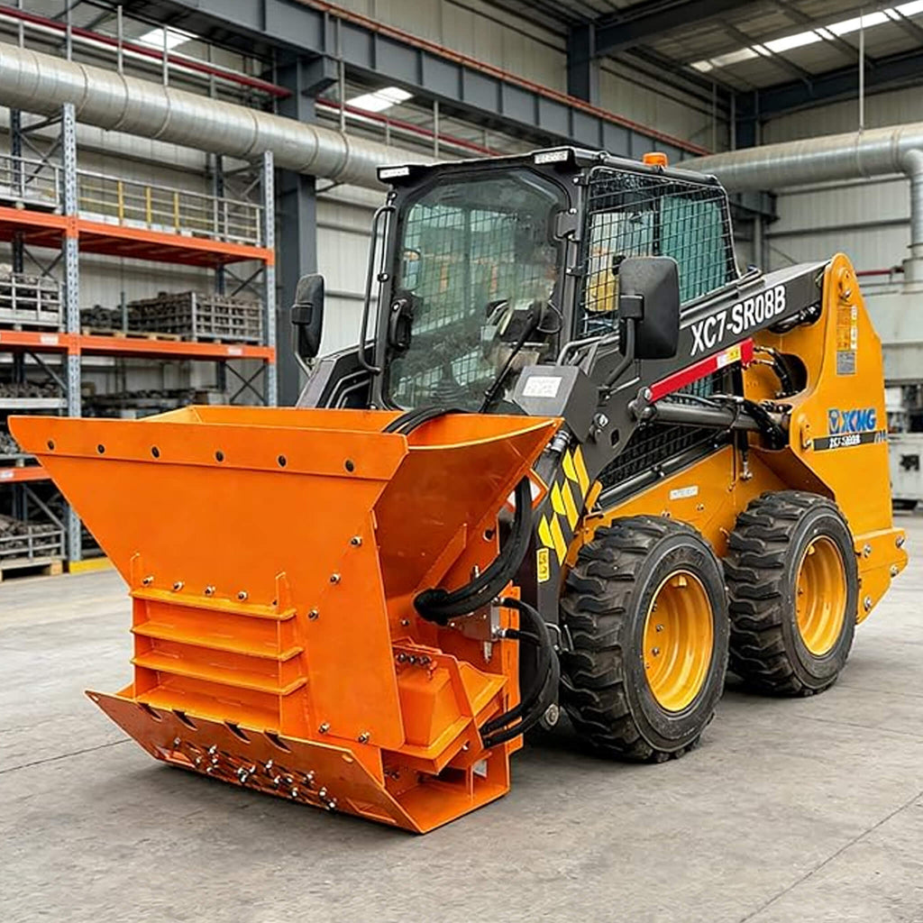 24-Inch Heavy-Duty 13.5 Cu.Ft Concrete Crusher Bucket Skid Steer Attachment (SAK10589) - Saksby Wholesale - Lifestyle On Loader View