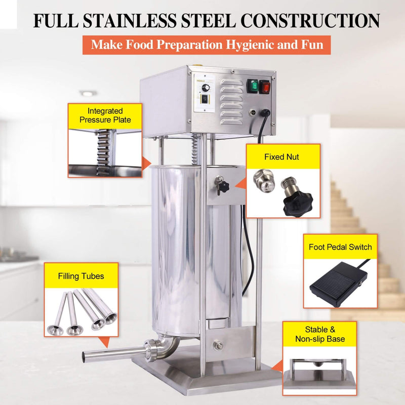 25L Commercial Electric Stainless Steel Sausage Maker Stuffer (SAK29537) - Saksby Wholesale - Parts View