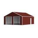 [25X33FT] Heavy-Duty Dual-Door Galvanized Steel Storage Shed - Saksby Wholesale - Front Left View On White Background