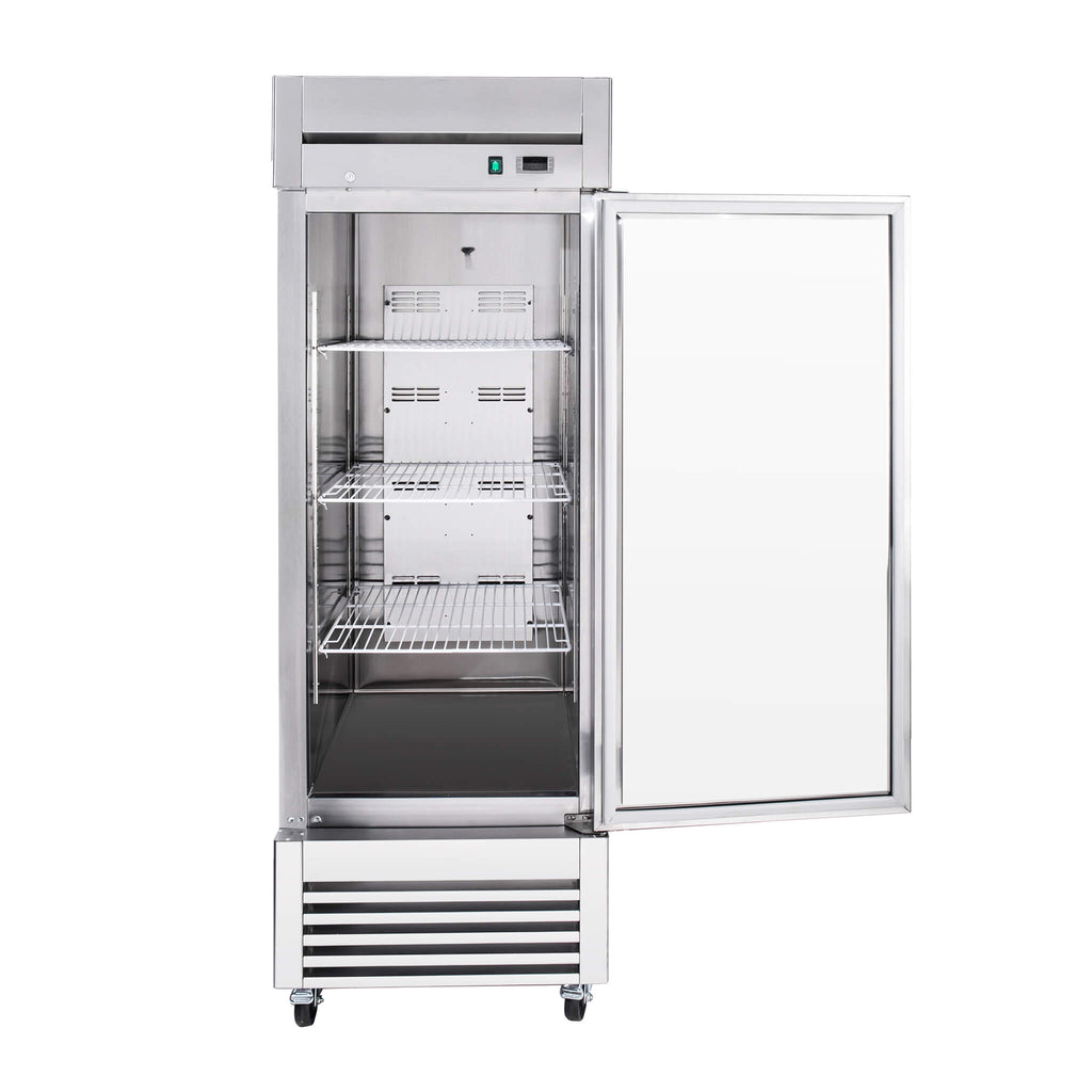27-Inch 20.5 Cu.Ft Commercial Solid Door Stainless Steel Reach-In Freezer (SAK29705) - Saksby Wholesale - Front View With Door Opened