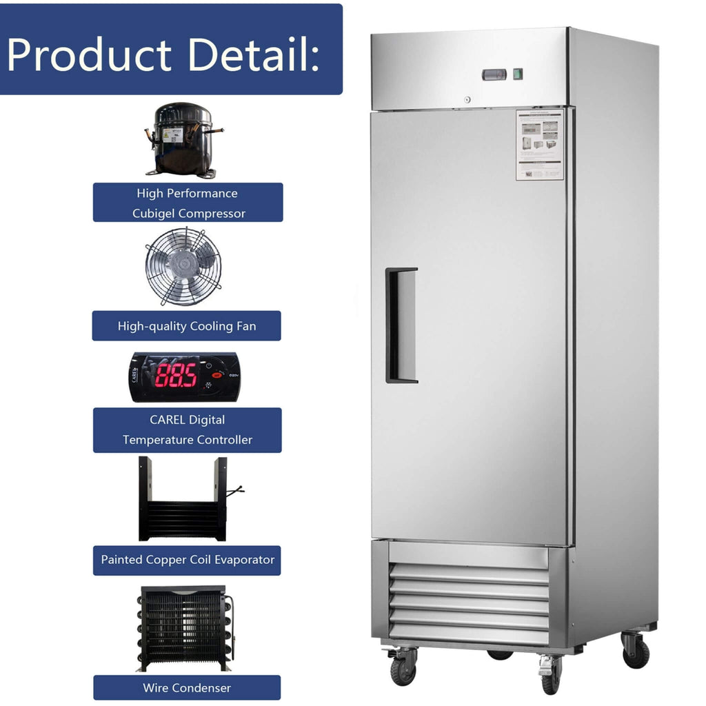 27 Inch 8.7 Cu.Ft Commercial Upright Stainless Steel Reach-In Freezer (SAK43815) - Saksby Wholesale - Product Details