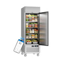 27-Inch Commercial 23 Cu.Ft Single-Door WiFi Refrigerator With Smart App Control (SAK90725) - Saksby Wholesale - Front Right View With App