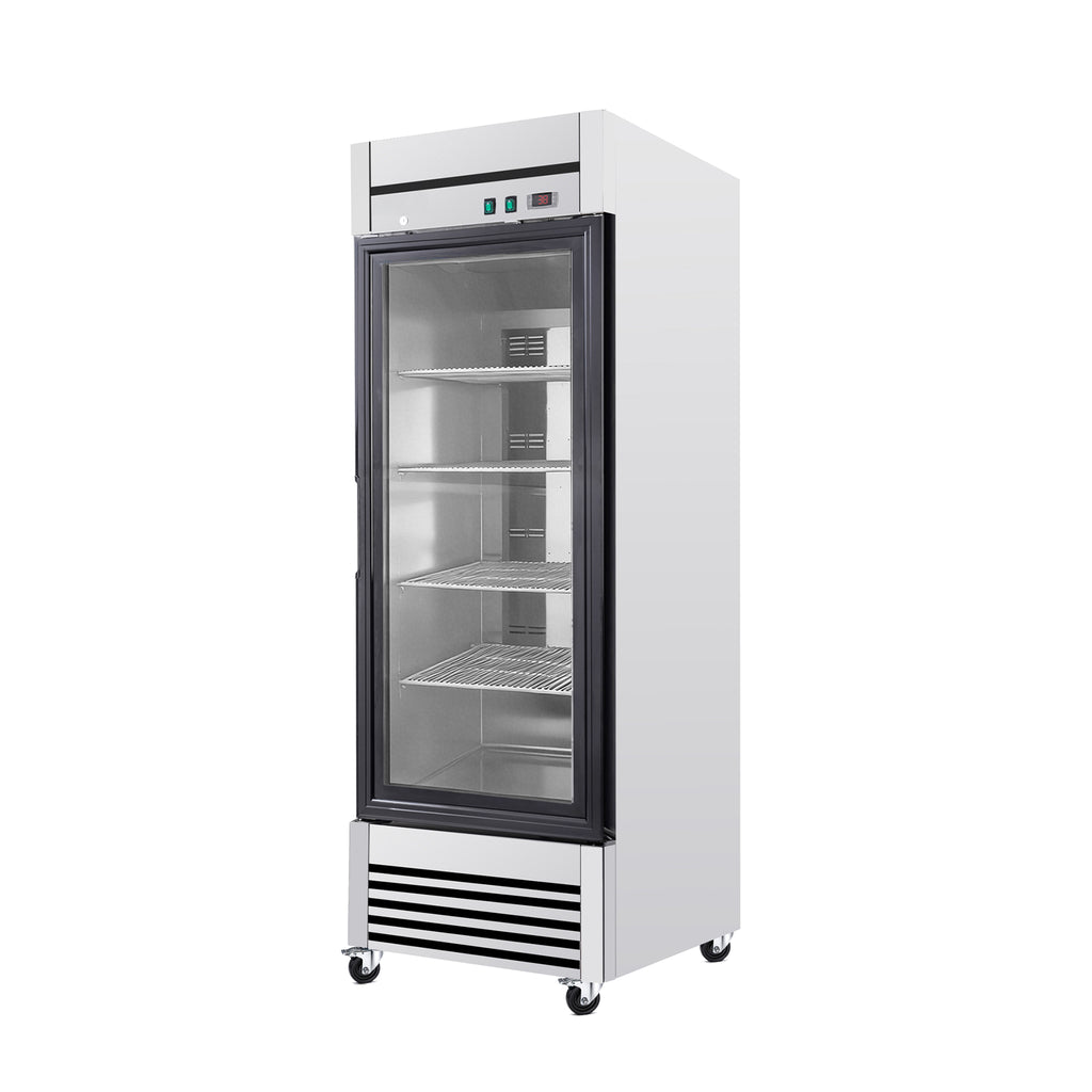 27-Inch Commercial Single Glass Door Reach-In Display Refrigerator (SAK30864) - Saksby Wholesale - Front Left View