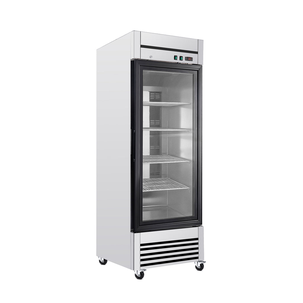 27-Inch Commercial Single Glass Door Reach-In Display Refrigerator (SAK30864) - Saksby Wholesale - Front Right View