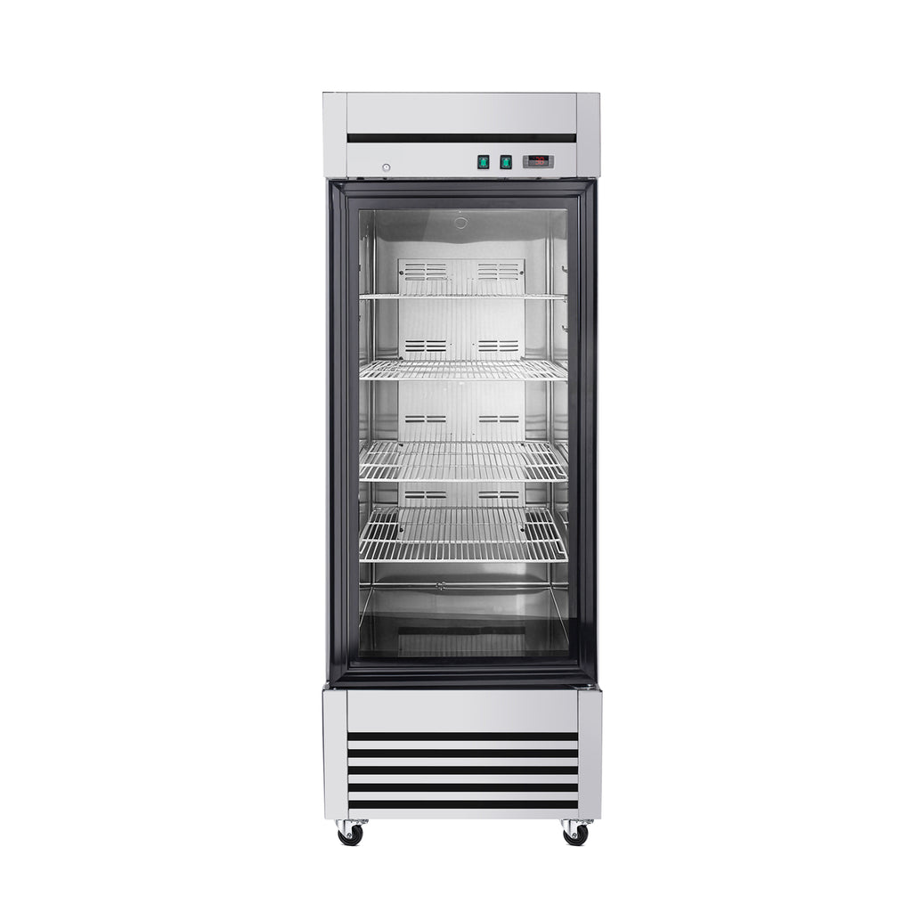 27-Inch Commercial Single Glass Door Reach-In Display Refrigerator (SAK30864) - Saksby Wholesale - Front View Emptied