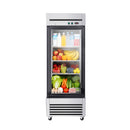 27-Inch Commercial Single Glass Door Reach-In Display Refrigerator (SAK30864) - Saksby Wholesale - Front View With Food Inside