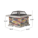 28 Inch Premium Outdoor Wood Burning Magnesium Oxide Fire Pit With Lid (SAK75214) - Saksby Wholesale - Dimensions
