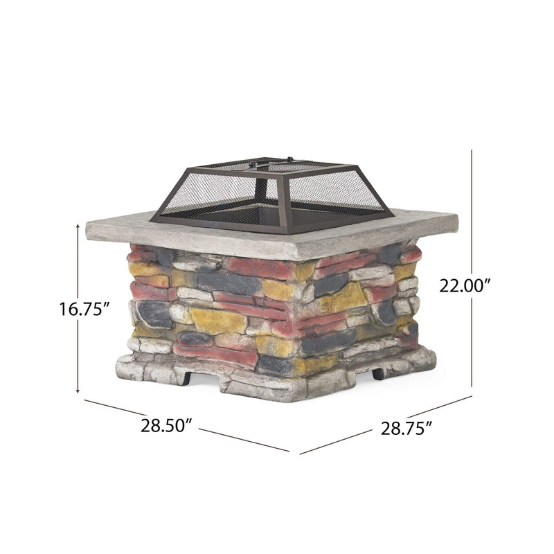 28 Inch Premium Outdoor Wood Burning Magnesium Oxide Fire Pit With Lid (SAK75214) - Saksby Wholesale - Dimensions
