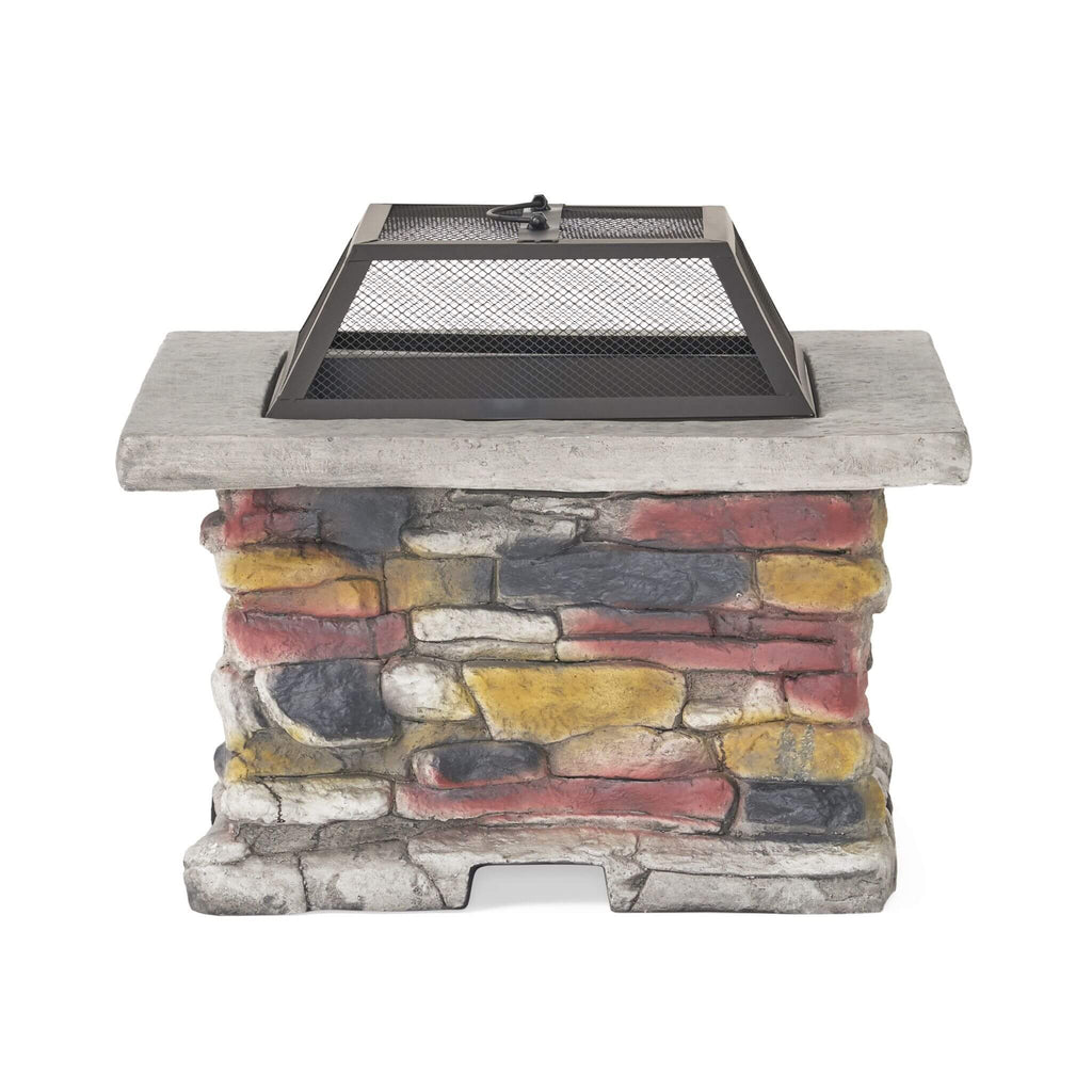 28 Inch Premium Outdoor Wood Burning Magnesium Oxide Fire Pit With Lid (SAK75214) - Saksby Wholesale - Front View