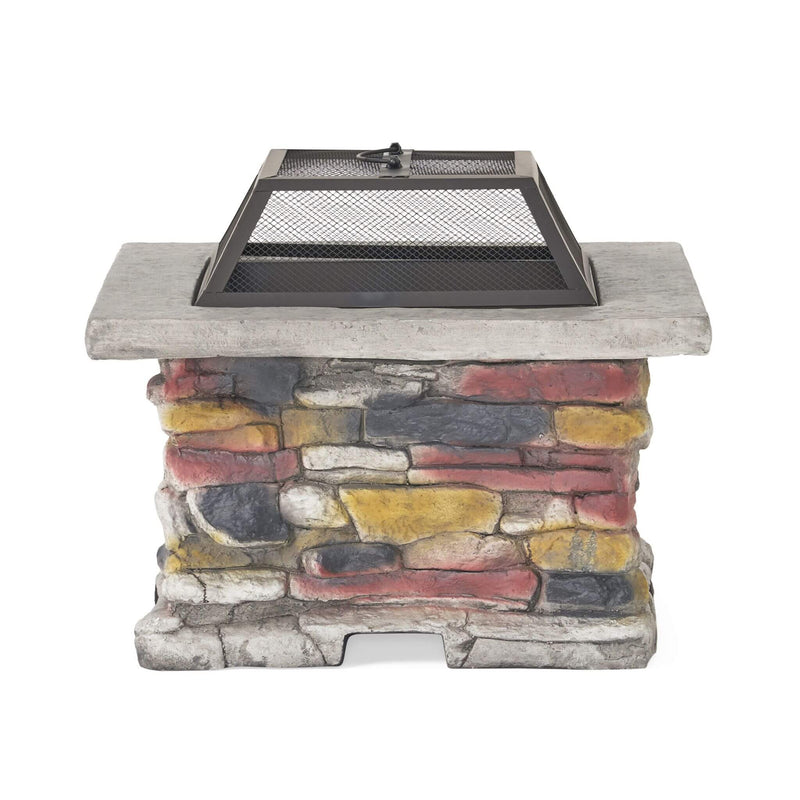 28 Inch Premium Outdoor Wood Burning Magnesium Oxide Fire Pit With Lid (SAK75214) - Saksby Wholesale - Front View
