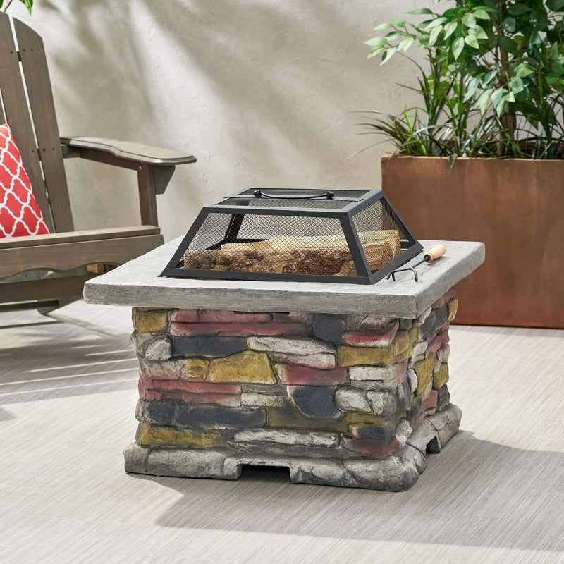 28 Inch Premium Outdoor Wood Burning Magnesium Oxide Fire Pit With Lid (SAK75214) - Saksby Wholesale - Lifestyle