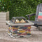 28 Inch Premium Outdoor Wood Burning Magnesium Oxide Fire Pit With Lid (SAK75214) - Saksby Wholesale - Outside Setup