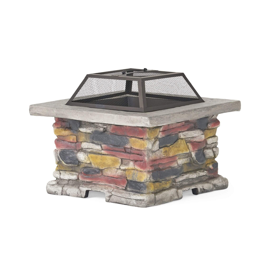 28 Inch Premium Outdoor Wood Burning Magnesium Oxide Fire Pit With Lid (SAK75214) - Saksby Wholesale - Side View