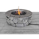28-Inch Stone Gray Outdoor Fiber Reinforced Concrete Propane Fire Pit (SAK16725) - Saksby Wholesale - Actual Setup View