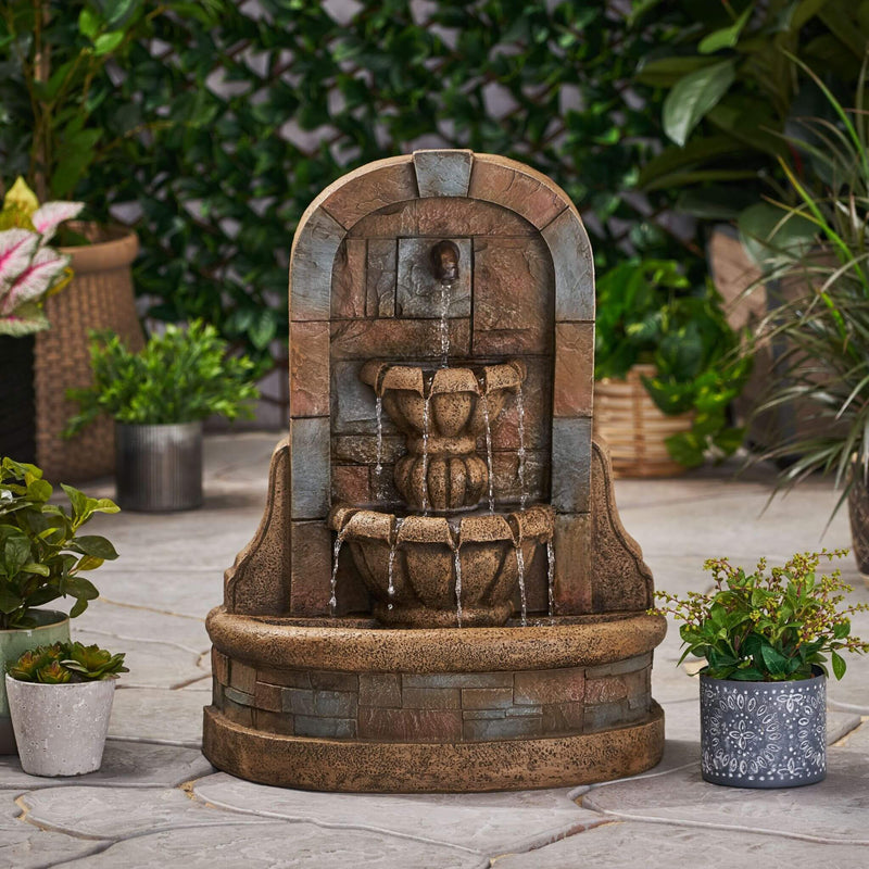 29 Inch Tall Outdoor Weather-Resistant Faux Stone Floor Fountain (SAK63421) - Saksby Wholesale - Lifestyle