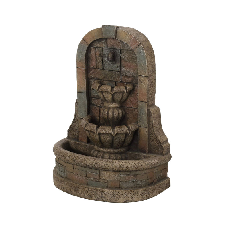 29 Inch Tall Outdoor Weather-Resistant Faux Stone Floor Fountain (SAK63421) - Saksby Wholesale - Side View White Background