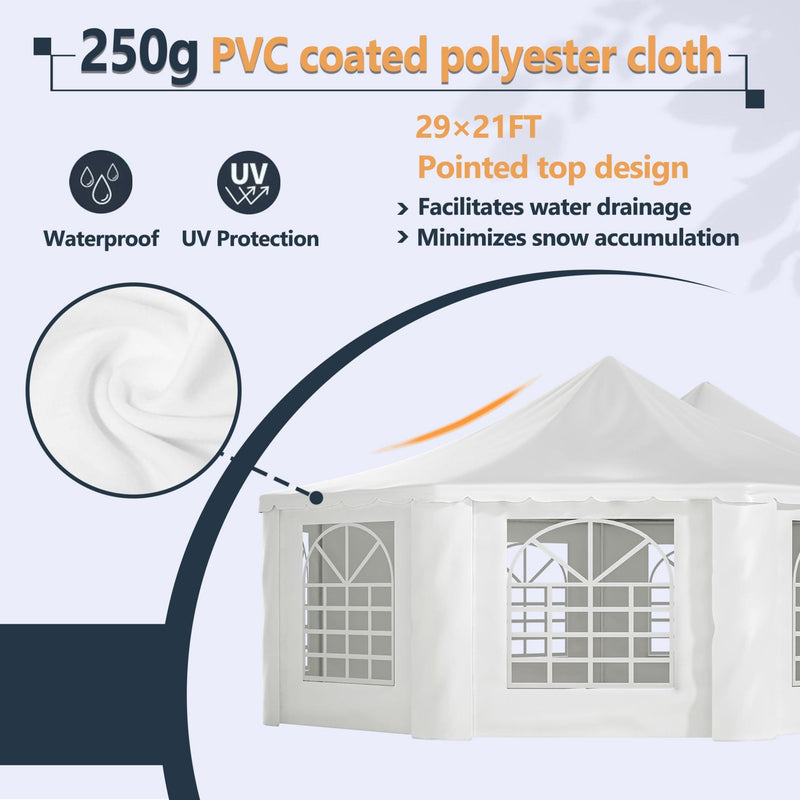 [29X21FT] Extra Large Heavy-Duty Outdoor Waterproof Party, Wedding Tent With Steel Frame (SAK53821) - Saksby Wholesale - Cloth