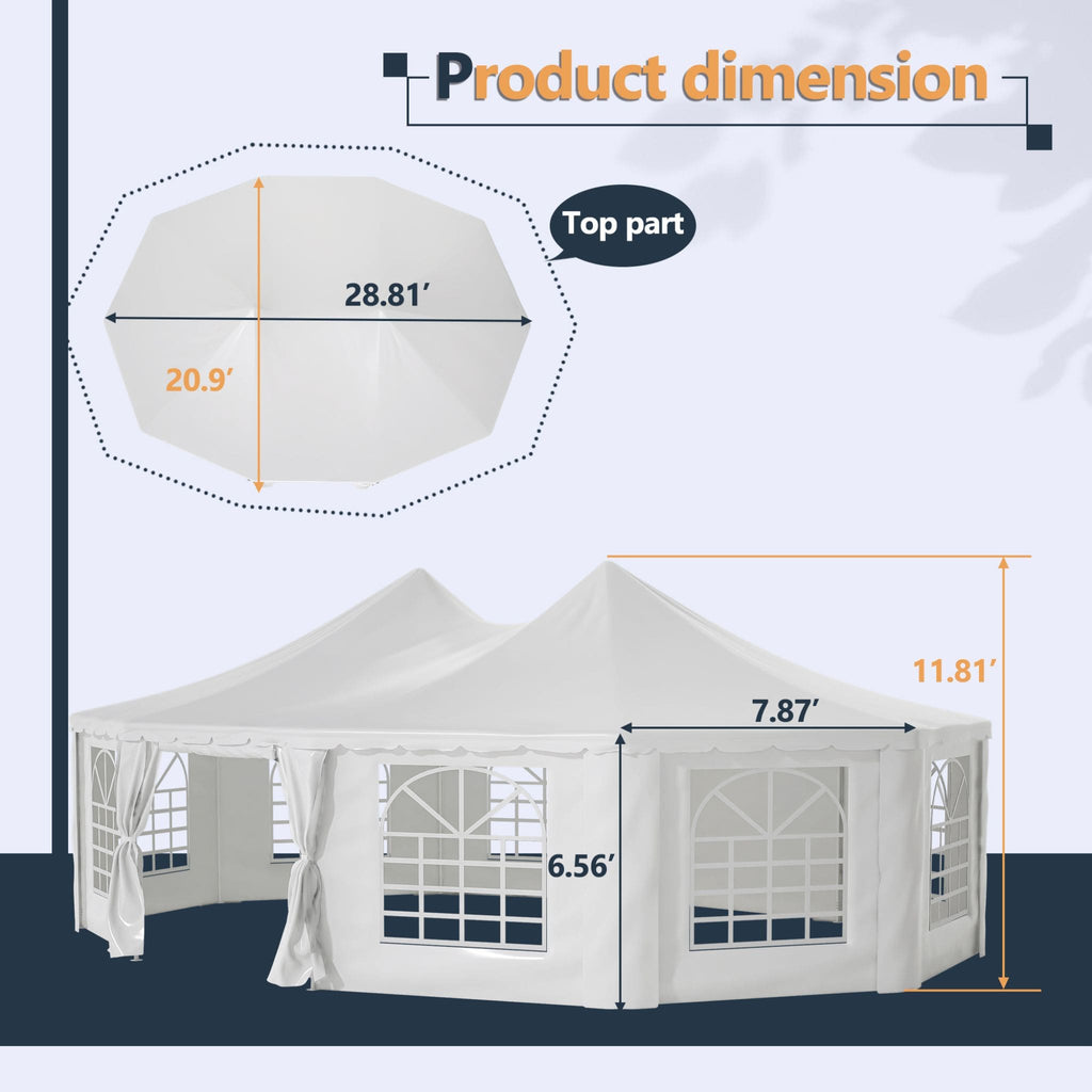 [29X21FT] Extra Large Heavy-Duty Outdoor Waterproof Party, Wedding Tent With Steel Frame (SAK53821) - Saksby Wholesale - Dimensions