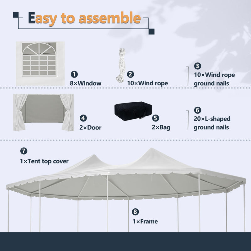 [29X21FT] Extra Large Heavy-Duty Outdoor Waterproof Party, Wedding Tent With Steel Frame (SAK53821) - Saksby Wholesale - Easy Assemble