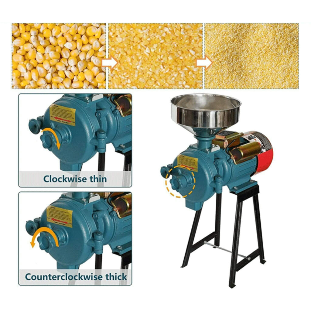 3000W Commercial Electric Corn Wheat Grain Mill Grinder (SAK91135) - Saksby Wholesale - Adjustable Knob
