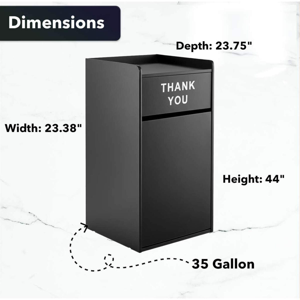 35-Gallon Wood Trash Can With Swing Door & Tray Shelf (SAK62940) - Saksby Wholesale - Dimensions View