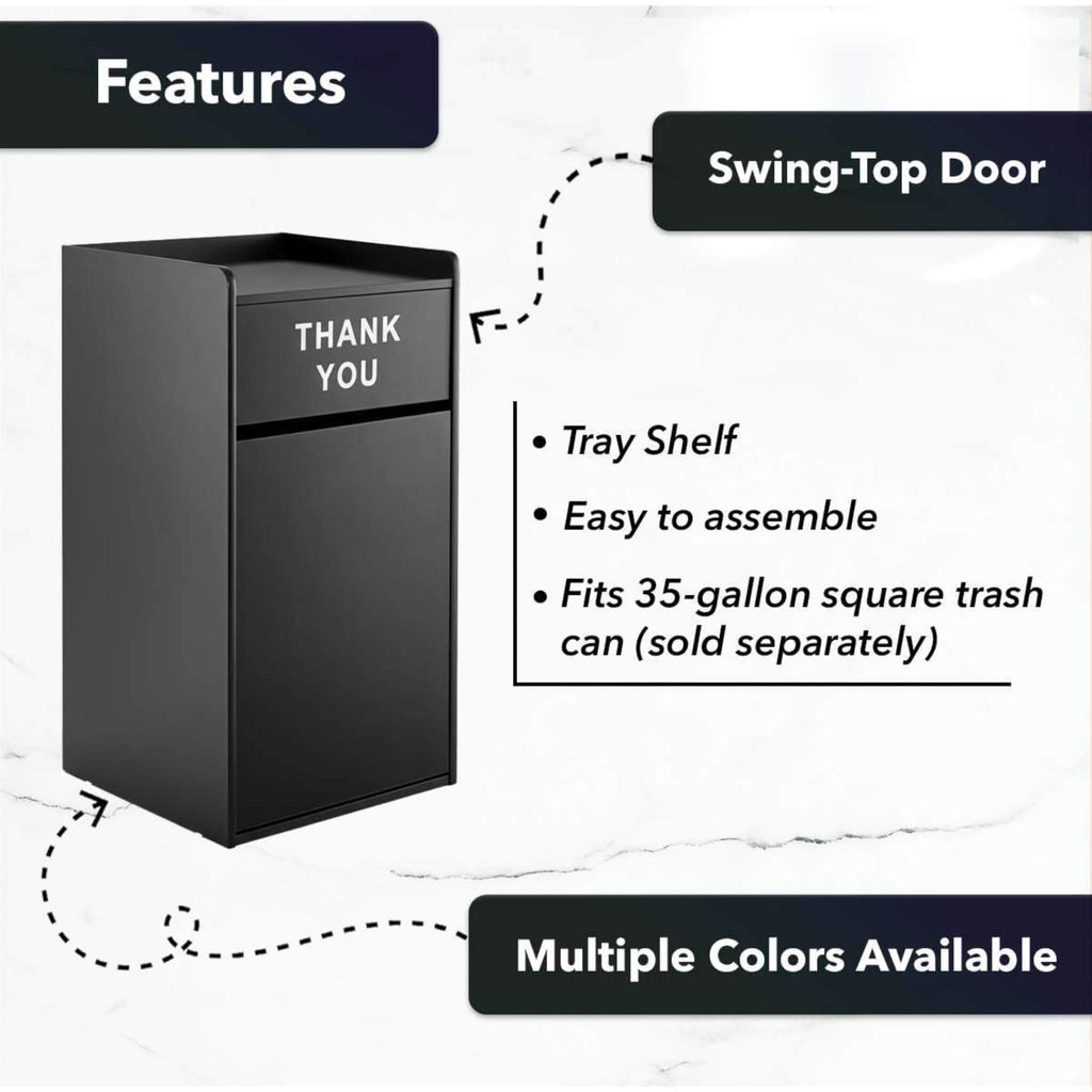35-Gallon Wood Trash Can With Swing Door & Tray Shelf (SAK62940) - Saksby Wholesale - Features View