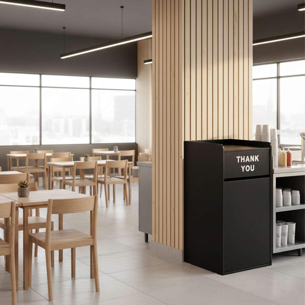 35-Gallon Wood Trash Can With Swing Door & Tray Shelf (SAK62940) - Saksby Wholesale - Pantry Area View