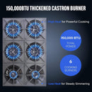 36-Inch Commercial 150K BTU 6-Burner Stainless Steel Countertop Gas Range (SAK92640) - Saksby Wholesale - Heat Output Capacity