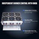 36-Inch Commercial 150K BTU 6-Burner Stainless Steel Countertop Gas Range (SAK92640) - Saksby Wholesale - Independent Control Each Burner Knob