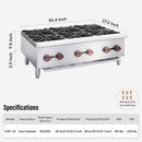 36-Inch Commercial 150K BTU 6-Burner Stainless Steel Countertop Gas Range (SAK92640) - Saksby Wholesale - Specification Details