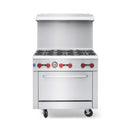 36-Inch Commercial 210K BTU 6-Burner Stainless Steel Freestanding Gas Range (SAK85603) - Saksby Wholesale - Front View Design