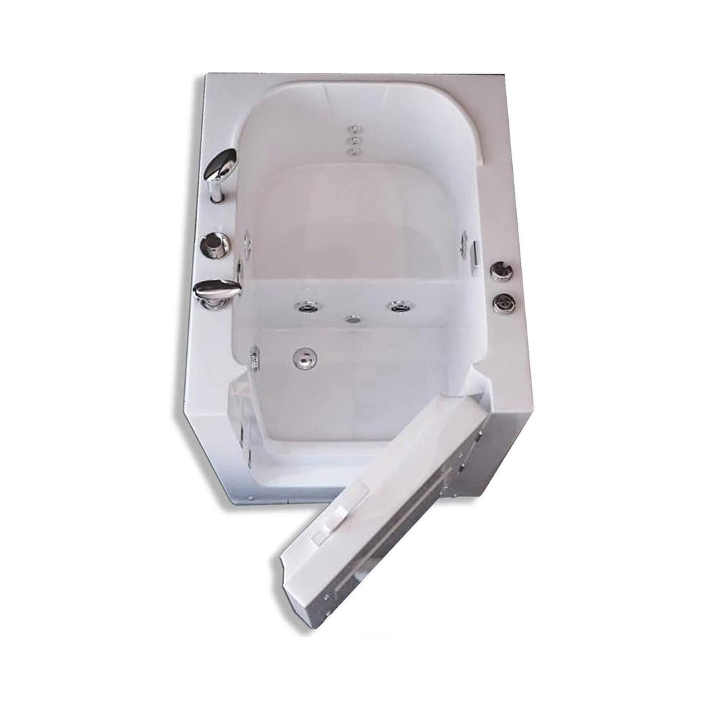 36-Inch Premium 1-Person Walk-In Whirlpool Hydromassage Bathtub (SAK59163) - Saksby Wholesale - Front Top View With Door Opened