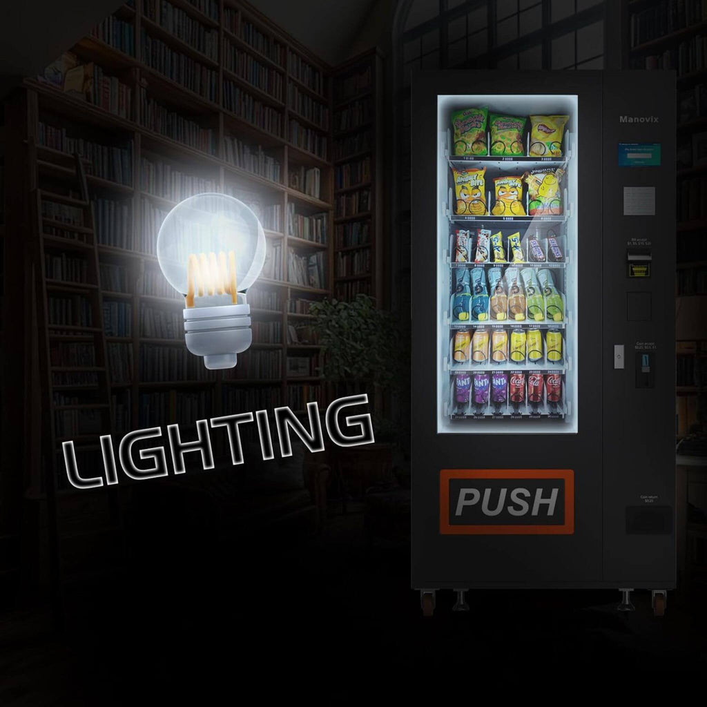 36-Slot Commercial Refrigerated Snack Drink Vending Machine With Bill And Coin Acceptor (SAK67318)  - Saksby Wholesale - Glowing Light In The Dark