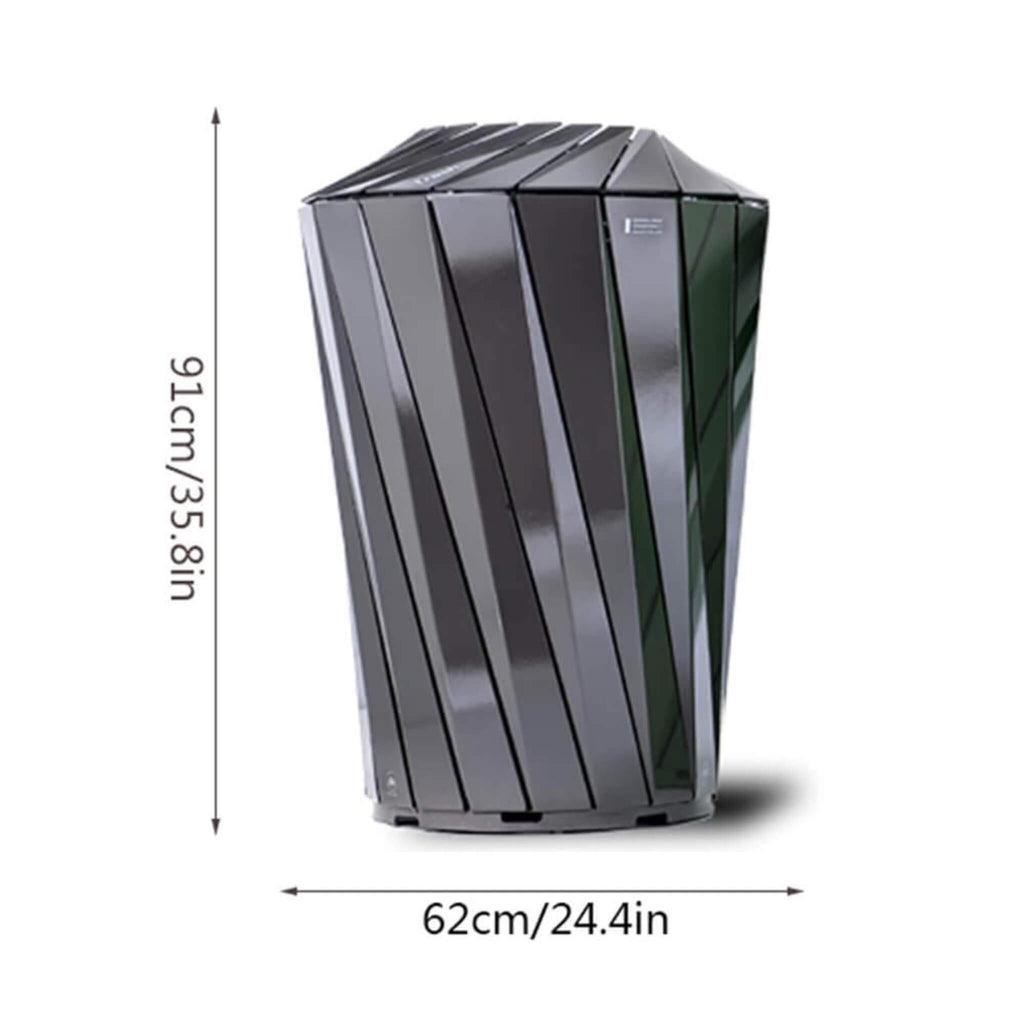 36" Large Capacity Commercial Outdoor Modern Trash Waste Garbage Bin With Top Cover (SAK62597) SAKSBY - 
Dimensions View