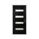 [36X80-Inch] Nuvia Contemporary Frosted Glass Fiberglass Front Door With 6-9/16 White Vinyl Frame (SAK78420) - Saksby Wholesale - Front View