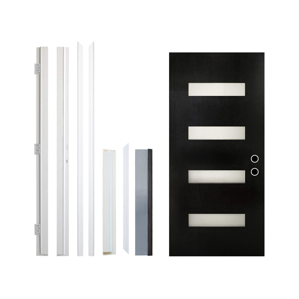 [36X80-Inch] Nuvia Contemporary Frosted Glass Fiberglass Front Door With 6-9/16 White Vinyl Frame (SAK78420) - Saksby Wholesale - MAterial Details