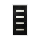 [36X80-Inch] Nuvia Modern Black Left Inswing Fiberglass Entry Door With 4-9/16 White Vinyl Frame (SAK52910) - Saksby Wholesale - Front View