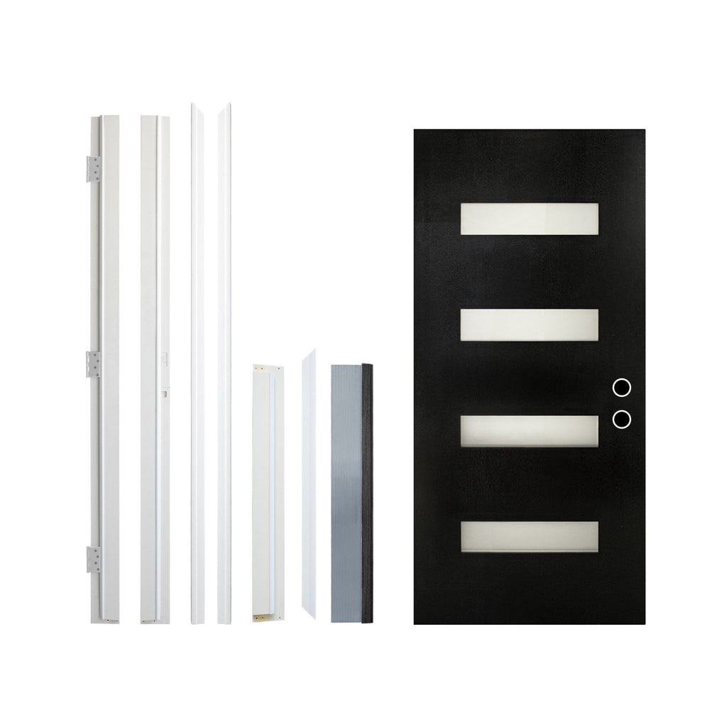 [36X80-Inch] Nuvia Modern Black Left Inswing Fiberglass Entry Door With 4-9/16 White Vinyl Frame (SAK52910) - Saksby Wholesale - Material Details