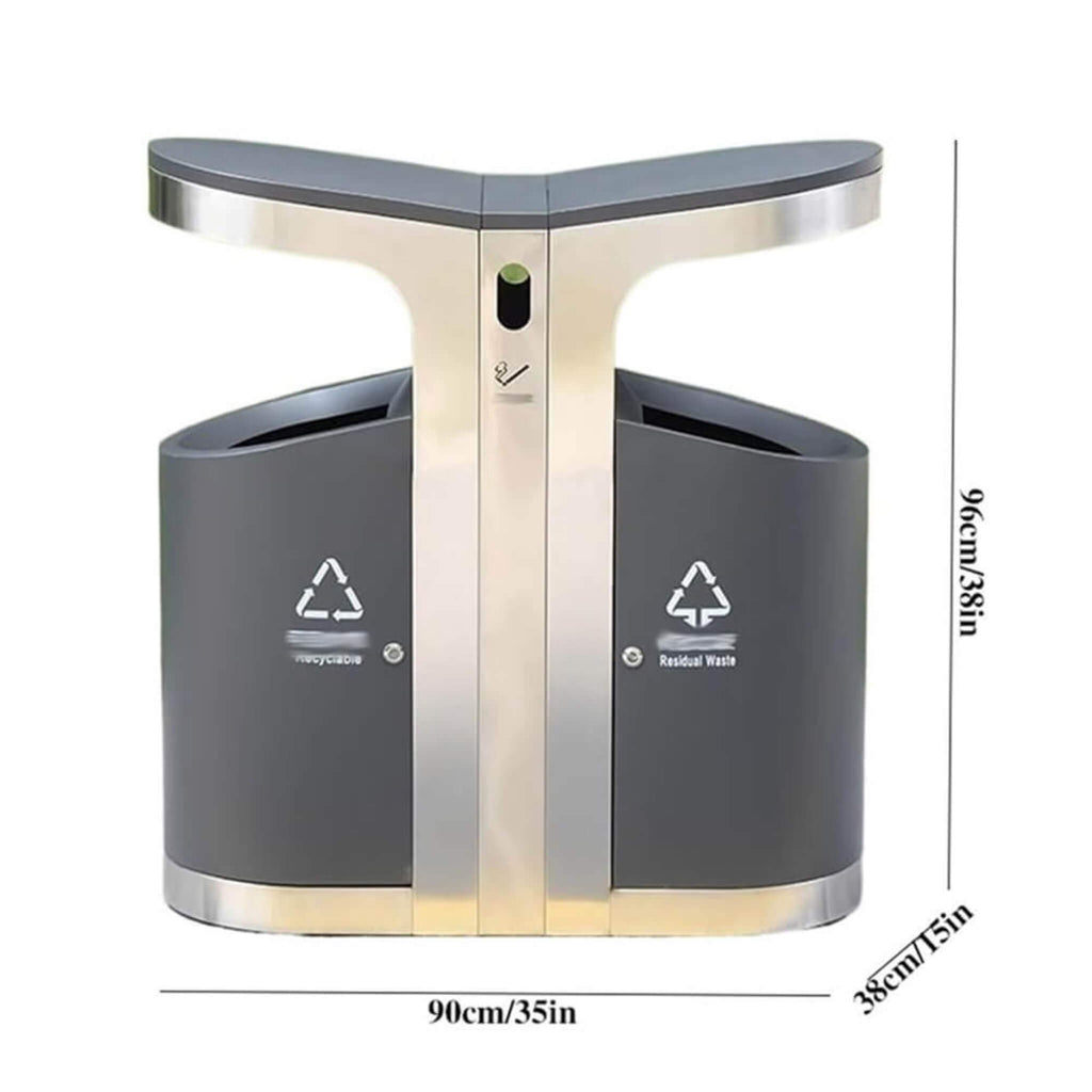 38" Large Commercial Outdoor Stainless Steel Trash Waste Garbage Bin (SAK82713) SAKSBY - 
Dimensions View